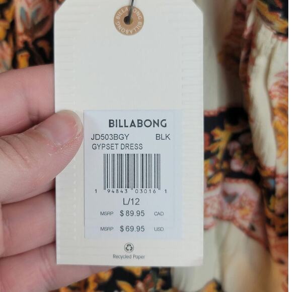 BILLABONG GYPSET LONG SLEEVE DRESS, SZ LARGE - Picture 10 of 15